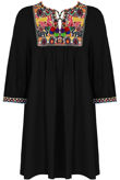 Black Embroidery Fringed Shift Dress