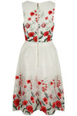 Red Floral Embroidery Back Zip Up Shift Dress