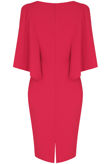 Wing Sleeve Back Slit Midi Dress in Fuchsia