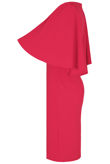Wing Sleeve Back Slit Midi Dress in Fuchsia