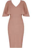 Bell Sleeve Back Slit Midi Dress in Rose