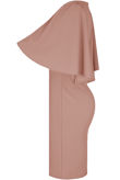 Bell Sleeve Back Slit Midi Dress in Rose