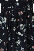 Contrast Floral Back Zip Up Shift Dress in Navy
