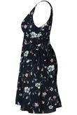 Contrast Floral Back Zip Up Shift Dress in Navy