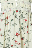 Contrast Floral Back Zip Up Shift Dress in White