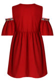 Cold Shoulder Crochet Detail Dress In Red