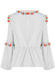 Pleated Front Tie Up Fringed Shirt