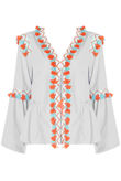 Pleated Front Tie Up Fringed Shirt