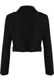 Black Faux Suede Cropped Biker Jacket 