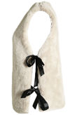 Cream Ribbon Knot Up Shaved Fur Gilet