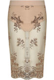 Sheer Mesh Midi Skirt With Sequin Detail In Rose 