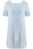 Sequin Short Sleeve Mini Dress in Sky