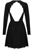 Black Lace Backless Long Sleeved Flared Dress