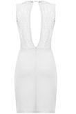 White Floral Lace Back Zip Up Bodycon Dress