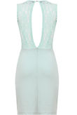 Mint Floral Lace Back Zip Up Bodycon Dress