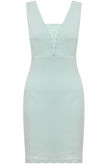 Mint Floral Lace Back Zip Up Bodycon Dress