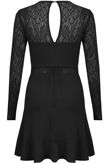 Black Lace & Crepe Frill Hem Dress