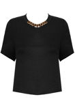 Black Satine Cropped Chain detail Top