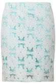 Green Crochet Floral Lace Knee Length Skirt