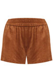 Camel Suede Look Shorts