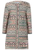 Cream Tribal Aztec Print Overcoat 
