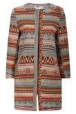 Green Tribal Aztec Print Overcoat