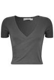 Grey Basic Wrap Front Crop Top