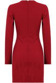 Wine Lace Up Plunge Long Sleeve Bodycon Dress
