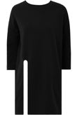 Black Front Side Split Long Sleeve Knitted Tops