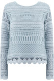 Blue Cut Out Textured Top