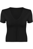 Black Deep Neck Crop Tops