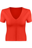 Red Deep Neck Crop Tops
