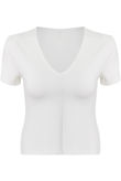 White Deep Neck Crop Tops