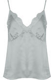Grey Satin Lace Trim Cami Tops