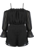 Black Polka Dot Off Shoulder Playsuit