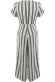White Stripes Knot Front Jumpsuit 