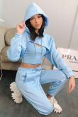 Blue Arm Warmer & Vest 3 Piece Hooded Loungewear Set