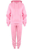 Pink Ruched Sleeve Hoodie & Ruched Joggers Set