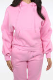 Pink Ruched Sleeve Hoodie & Ruched Joggers Set