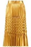Gold Satin Chevron Pleated Maxi Skirt