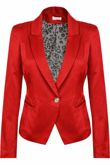 Red Leopard Lined Single Button Blazer