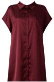 Burgundy Front Button Up Pleated Shirt Dress