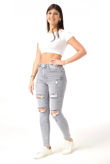 Grey Ripped Skinny Push Up Jeans