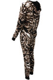 Wild Anmial Print Hooded Zip-up Slim Fit Onesie