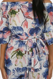 Contrast Floral Print Off Shoulder Jumpsuit