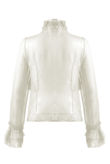 White Frilled Sheer Chiffon Pussy Bow Blouse