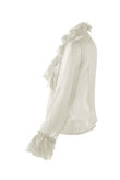 White Frilled Sheer Chiffon Pussy Bow Blouse