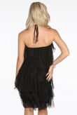 Black Layered Tulle Halter Neck Dress