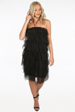 Black Layered Tulle Halter Neck Dress
