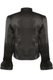 Black Frilled Front Knot High Neck Blouse